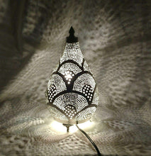 Load image into Gallery viewer, BR430 Silver Plated Oriental Living Room Home Decor Filigrain Night Table Lamp