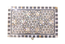 Load image into Gallery viewer, J102 Mother of Pearl Mosaic Trinket Egyptian Rectangular Velvet Jewelry Box
