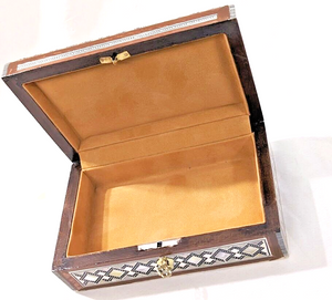 J102 Mother of Pearl Mosaic Trinket Egyptian Rectangular Velvet Jewelry Box
