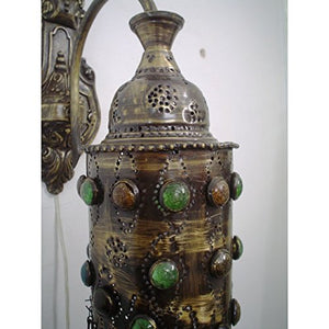BR273 Antique Moroccan Style Jeweled Color Beads Arm Wall Sconce