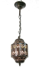 Load image into Gallery viewer, BR440 Moroccan/Egyptian Antique Style Cylinder Tin Hanging LED Lamp/Lantern