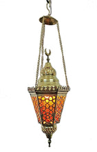 Load image into Gallery viewer, BR9M Vintage Reproduction Egyptian Handmade Cast Brass Hanging Lamp/Lantern
