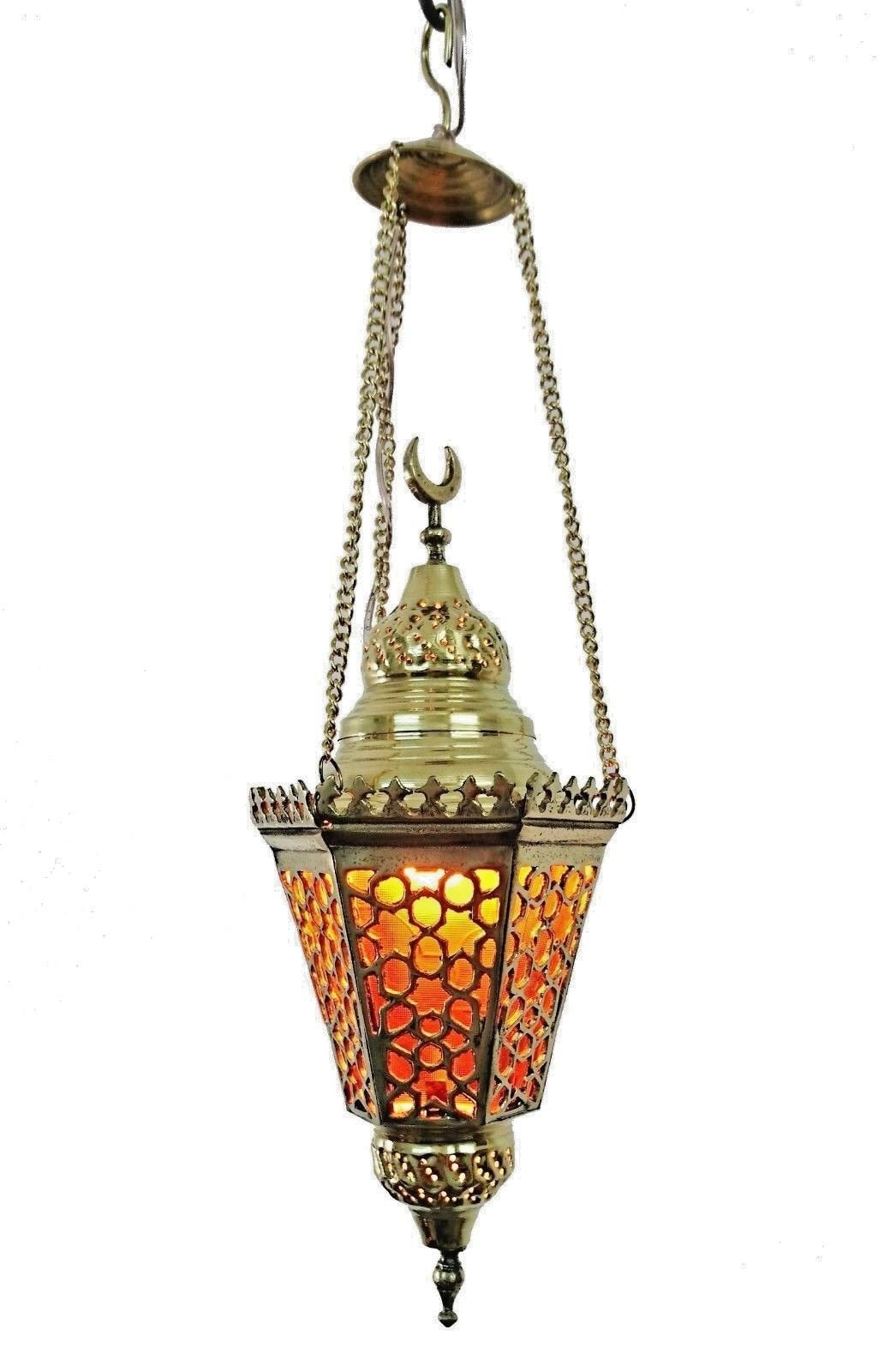 BR9M Vintage Reproduction Egyptian Handmade Cast Brass Hanging Lamp/Lantern