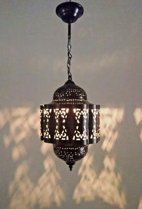 BR441 Moroccan/Egyptian Vintage Reproduction Tin Hanging LED Lamp/Lantern