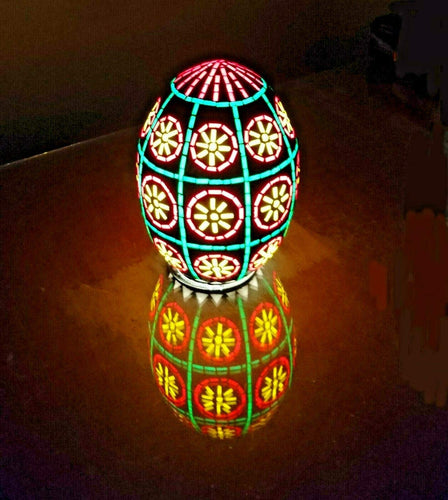 B127R Handcrafted Colored Glass Egg Mosaic Night Table/Pendant Lamp