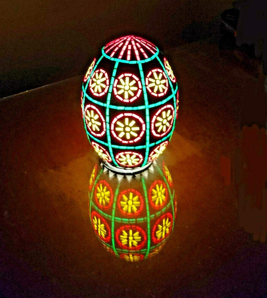 B127R Handcrafted Colored Glass Egg Mosaic Night Table/Pendant Lamp