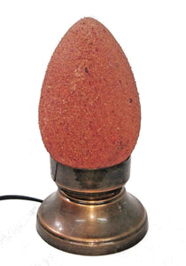 B75R New Raw Stone Texture Glass Egg Red Desk/Table Lamp Tin Base