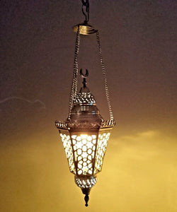 BR9M Vintage Reproduction Egyptian Handmade Cast Brass Hanging Lamp/Lantern