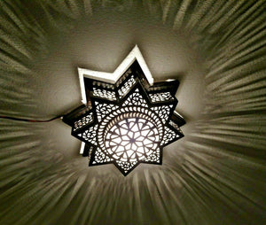 BM20 14" Dia Moroccan Star Flush Ceiling LED Light Fixture Chandelier/Wall Sconce