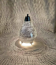 Load image into Gallery viewer, BM14 Silver Plated Moroccan Living Room Home Decor Filigrain Night Table Lamp