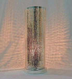 BM17 Handmade Silver Plated Tin Cylinder Filigrain LED Table/Floor Lamp