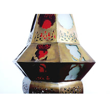 Load image into Gallery viewer, BR358 Vintage Reproduction Octagonal Moroccan / Egyptian Art Brass Hanging Lamp