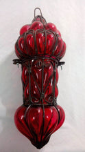 Load image into Gallery viewer, B48R Mouth-Blown Clear Glass Wrought Iron French Style Hanging Lamp