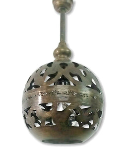 BR252 Handmade Vintage Brass Hanging Globe Lampshade Open Pattern