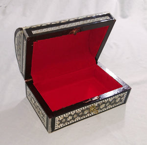 J42 Gorgeous Mother of Pearl Mosaic Trinket Egyptian Bombe Bombay Jewelry Box