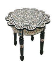 Load image into Gallery viewer, W165 Handmade Mother of Pearl Inlaid Art Egyptian Round/Rose End Side Table