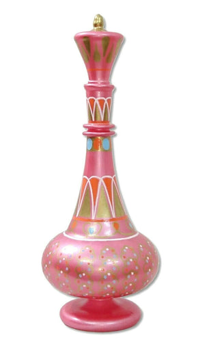 LJ520 Hand Painted Mouth-Blown Glass Second Season Pink Ruby Jeannie Genie Bottle
