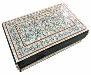 J86 Mother Of Pearl Mosaic Chest Egyptian Rectangular Brown Jewelry Box