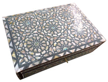 Load image into Gallery viewer, J80W XXL Mother of Pearl Mosaic Chest Egyptian Rectangular Jewelry Box