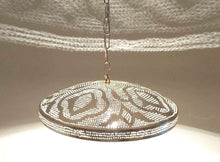 Load image into Gallery viewer, B294 Round Pie Tin Moroccan Silver Filigrain Lampshade LED Hanging Lamp