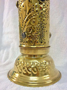 BR50M Handmade Brass Table Lamp Incense Burner Candle Holder