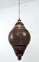 Load image into Gallery viewer, B265 Antique Maroon Tin Mosaic Moroccan Home Decor Night Hanging Lamp