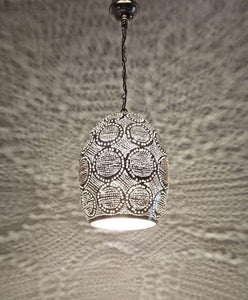 BR421 Tin Mosaic Globe Moroccan Silver Lampshade Hanging Lamp