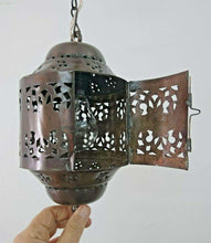 Load image into Gallery viewer, BR440 Moroccan/Egyptian Antique Style Cylinder Tin Hanging LED Lamp/Lantern