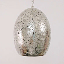 Load image into Gallery viewer, BR421 Tin Mosaic Globe Moroccan Silver Lampshade Hanging Lamp