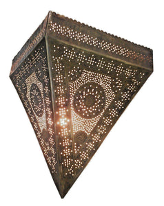 BM9 Antique Moroccan Style Triangular Wall Sconce/Lamp with Frosted Glass