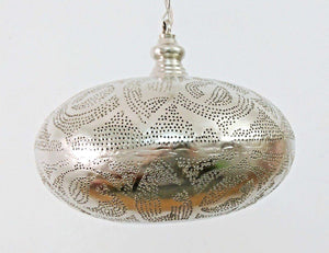 BR417 Round Pie Tin Moroccan Silver Lampshade Hanging Lamp