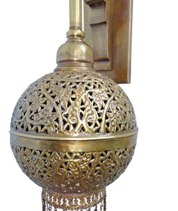 BR359 Unique Handmade Brass Ball Wall Mount Moroccan Ball Sconce