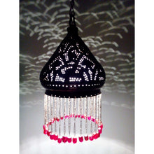 Load image into Gallery viewer, BR338 Elegant Pierced Brass Pendant Oriental Lampshade RED Beads