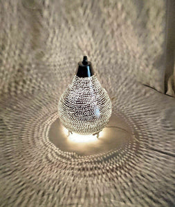 BM14 Silver Plated Moroccan Living Room Home Decor Filigrain Night Table Lamp