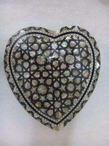 J32 Gorgeous Mother of Pearl Mosaic Trinket Egyptian Heart Gift Jewelry Box