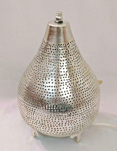 BM14 Silver Plated Moroccan Living Room Home Decor Filigrain Night Table Lamp