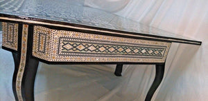 W116 Large Mother of Pearl Egyptian Wood Rectangular Table Brown End Coffee