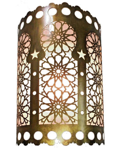 B195M Handmade Islamic Moroccan Cylinder Brass Wall Decor Sconce