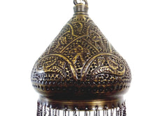 Load image into Gallery viewer, BR338 Elegant Pierced Brass Pendant Oriental Lampshade RED Beads