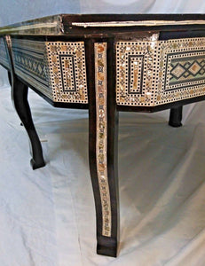 W116 Large Mother of Pearl Egyptian Wood Rectangular Table Brown End Coffee