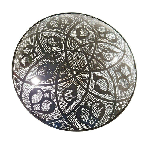 BM16 Circle Round Tin Moroccan Silver Flush Mount Ceiling Light Fixture LED Lamp