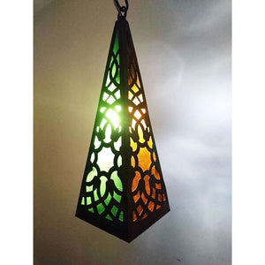 BR389 Square Moroccan Egyptian Pyramid Art Hanging/Table Lantern/Lamp