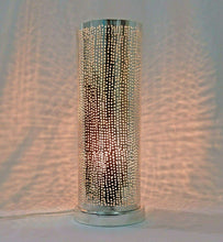 Load image into Gallery viewer, BM17 Handmade Silver Plated Tin Cylinder Filigrain LED Table/Floor Lamp