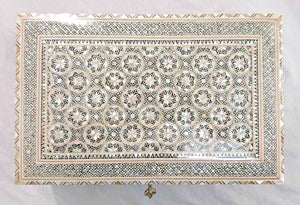 J81 XXL Mother of Pearl Mosaic Chest Egyptian Rectangular Jewelry Box