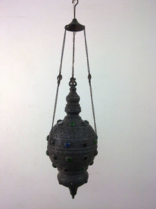 BR42 Antique Style Handmade Moroccan Brass Pendant Sphere Lamp