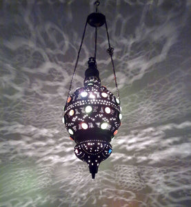 BR42 Antique Style Handmade Moroccan Brass Pendant Sphere Lamp