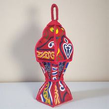 Load image into Gallery viewer, AA151 Egyptian Ramadan Lantern Tin Frame Vibrant Khayamiya Fabric &amp; Color Glass