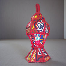 Load image into Gallery viewer, AA151 Egyptian Ramadan Lantern Tin Frame Vibrant Khayamiya Fabric &amp; Color Glass
