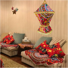 Load image into Gallery viewer, AA96R Khayamiya Fabric Folding Square LED Lantern — Wall-Plug Ramadan Decoration