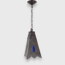 Load image into Gallery viewer, B199 Islamic Brass Pendant Lamp — Square Pyramidal Openwork with Colored Glass